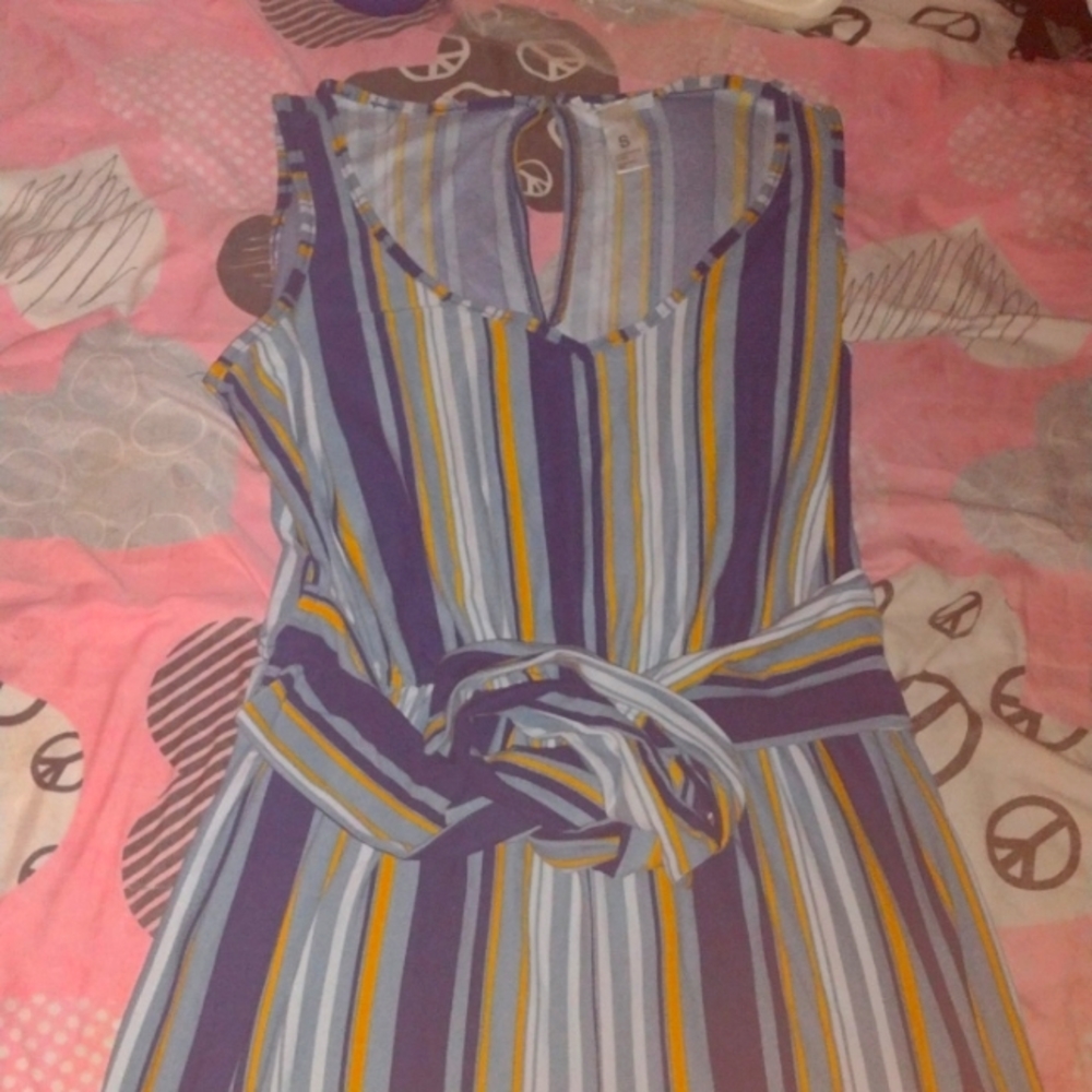 Just Be Striped Keyhole Sleeveless Jumpsuit Multi